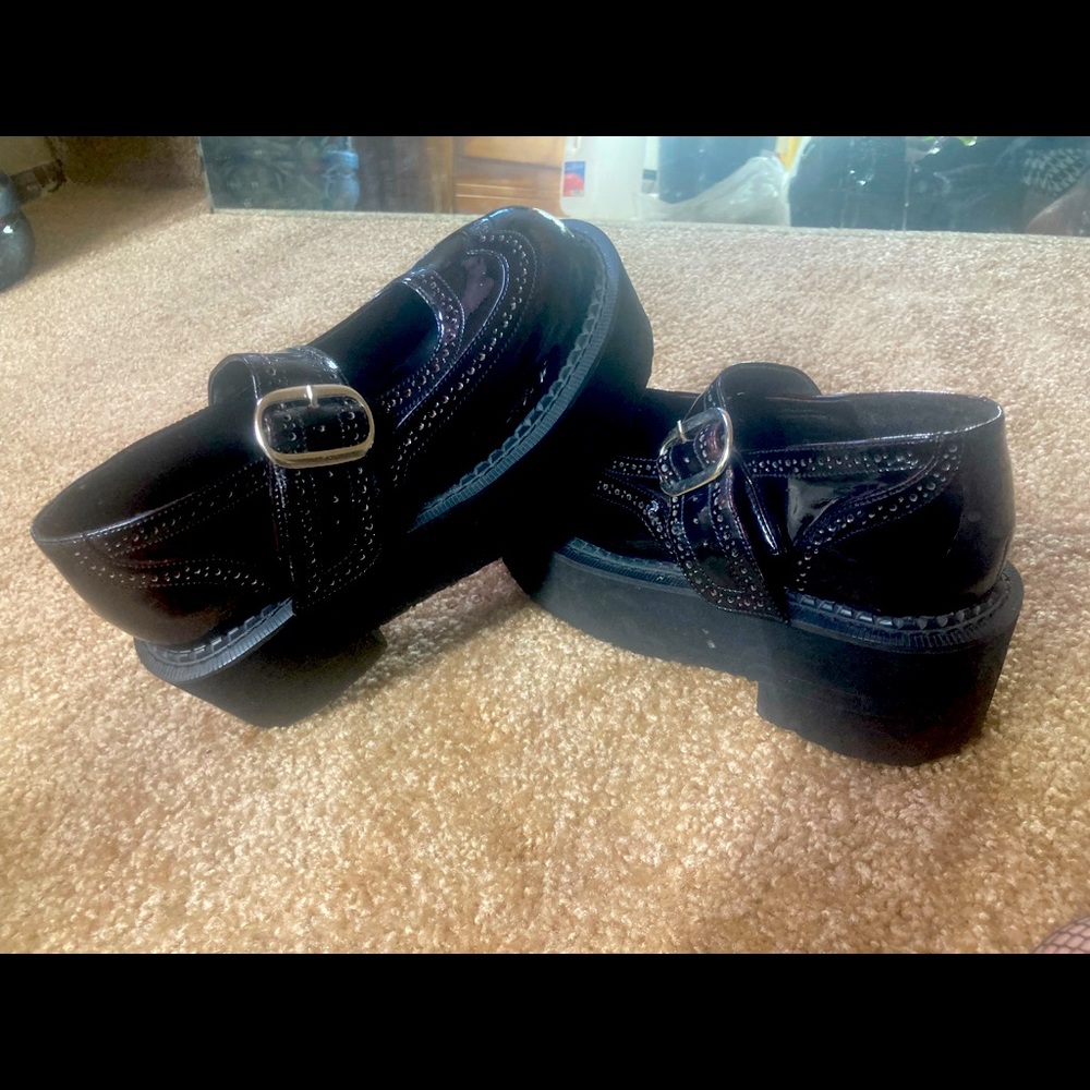 Black Cherry Patent platform Mary Janes